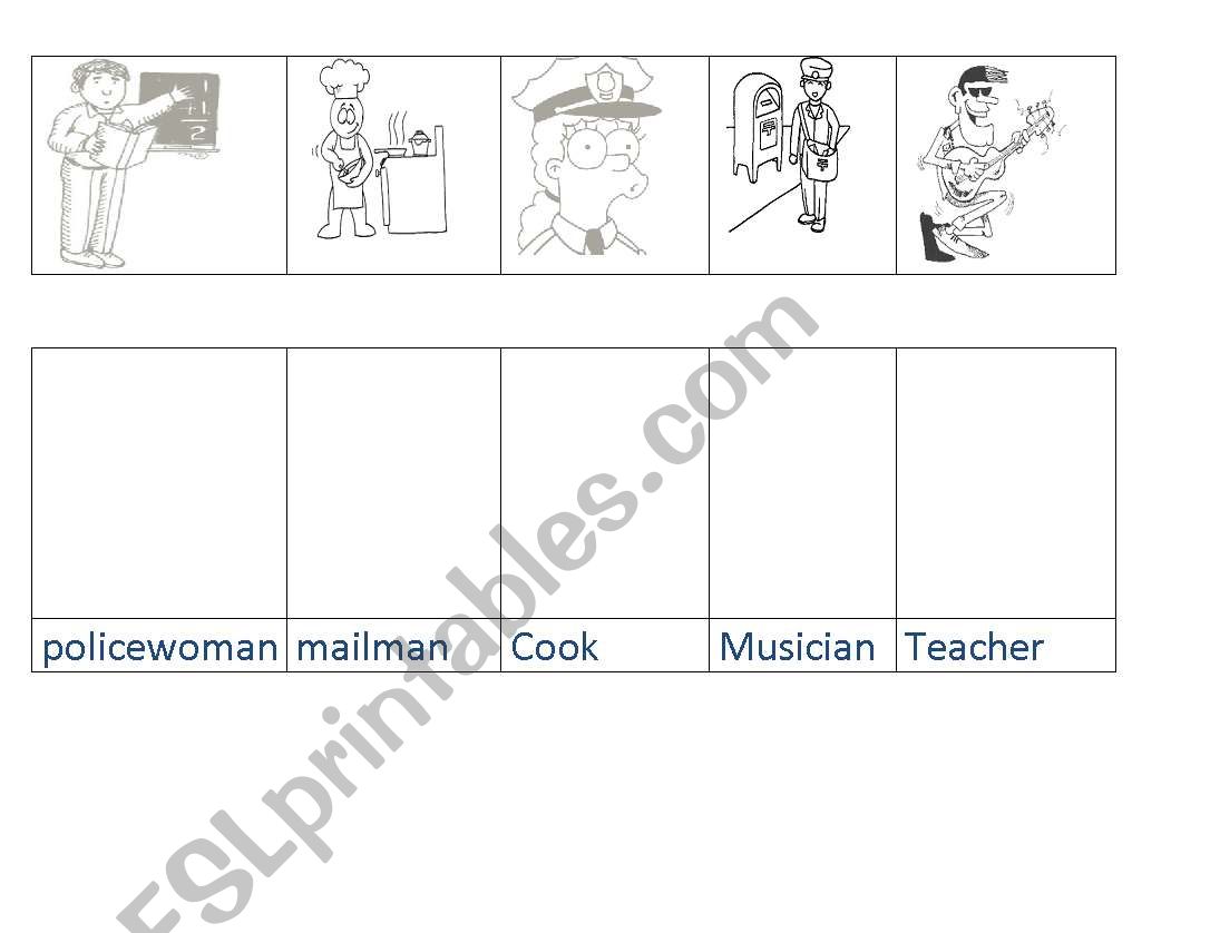 The Professions worksheet