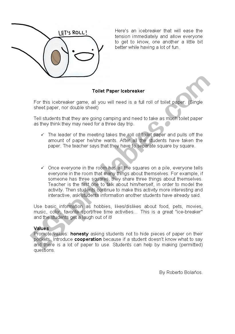 ICEBREAKER ACTIVITY.  worksheet