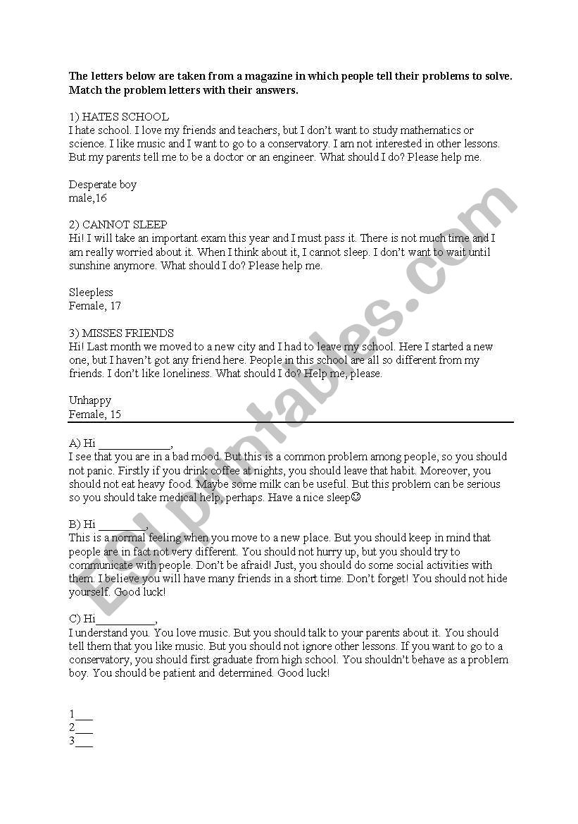 should worksheet