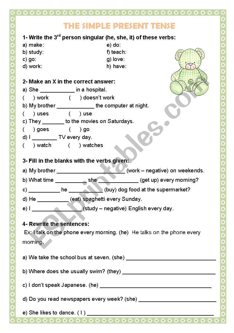 SIMPLE PRESENT worksheet