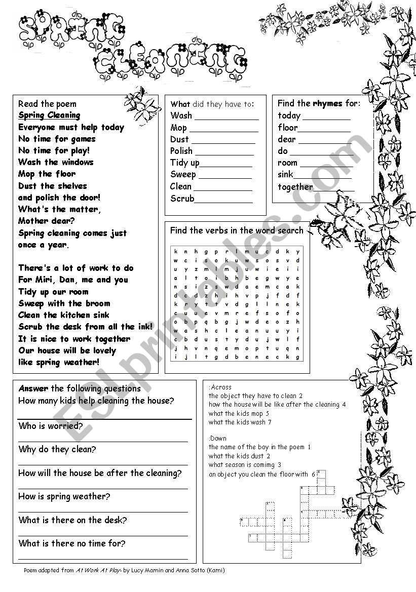 Spring Cleaning worksheet