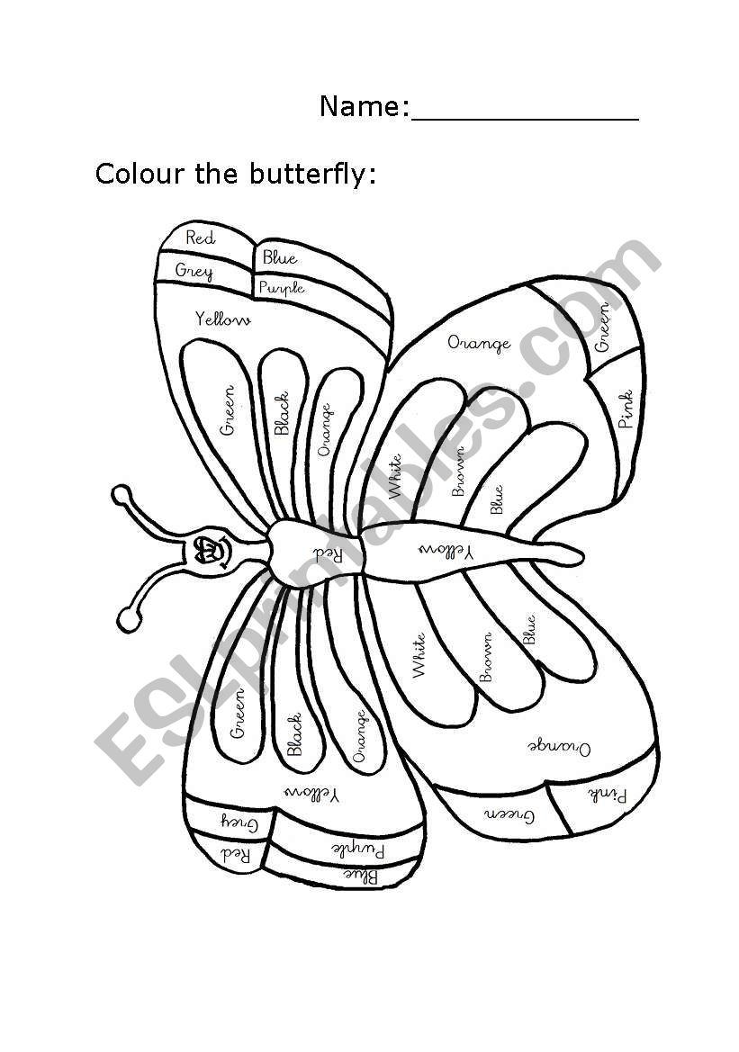 Colour the Butterfly worksheet