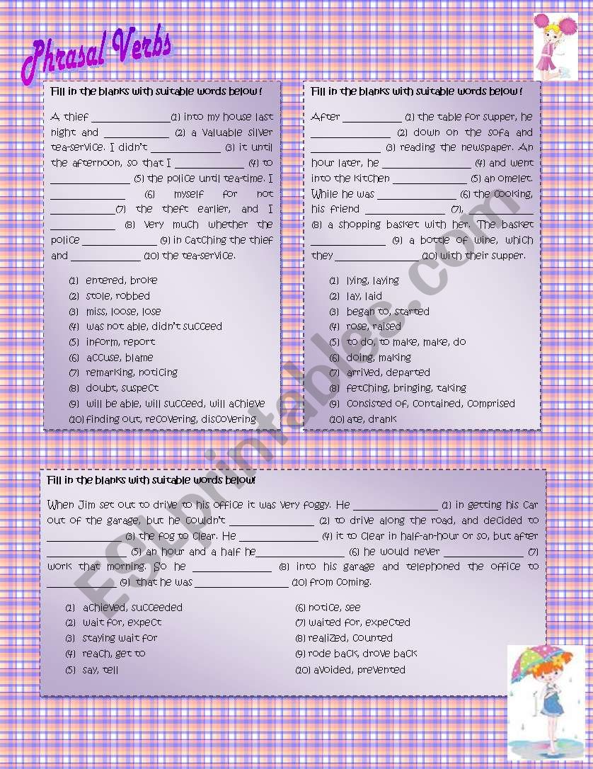 Phrasal verb worksheet