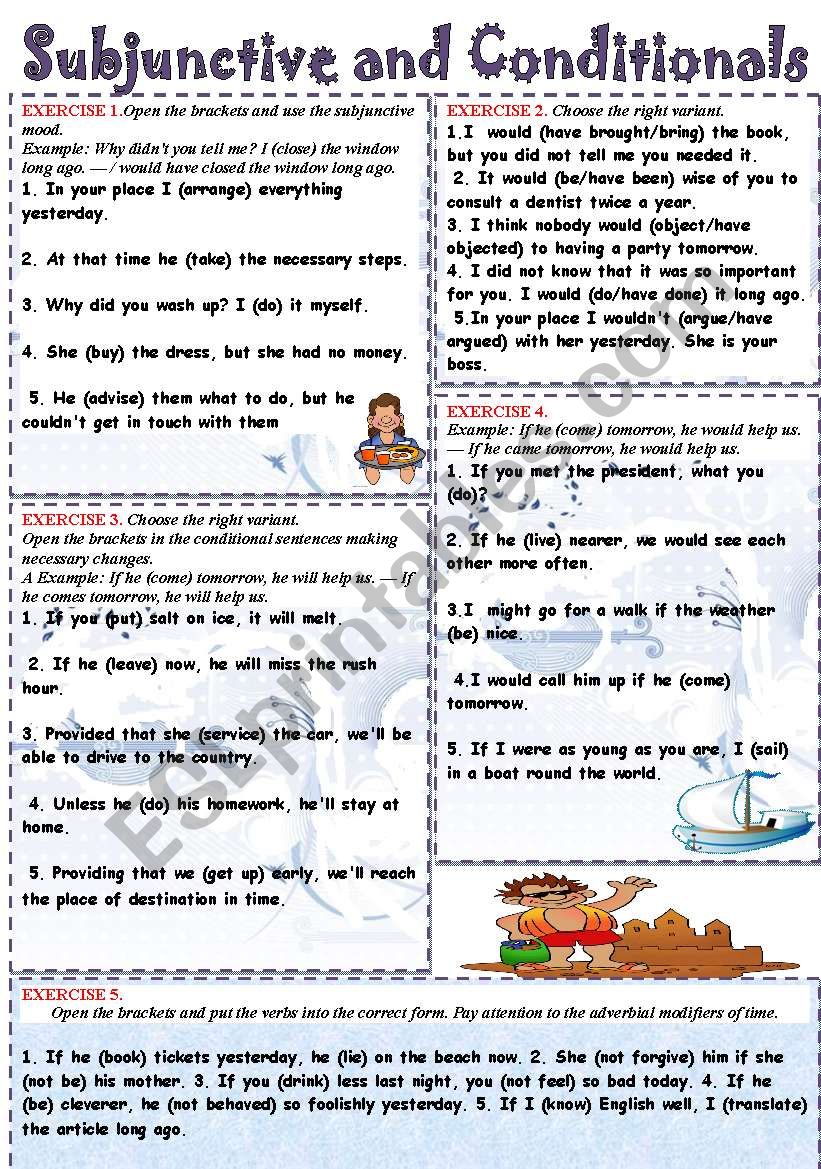 SUBJUNCTIVE and CONDITIONALS. worksheet