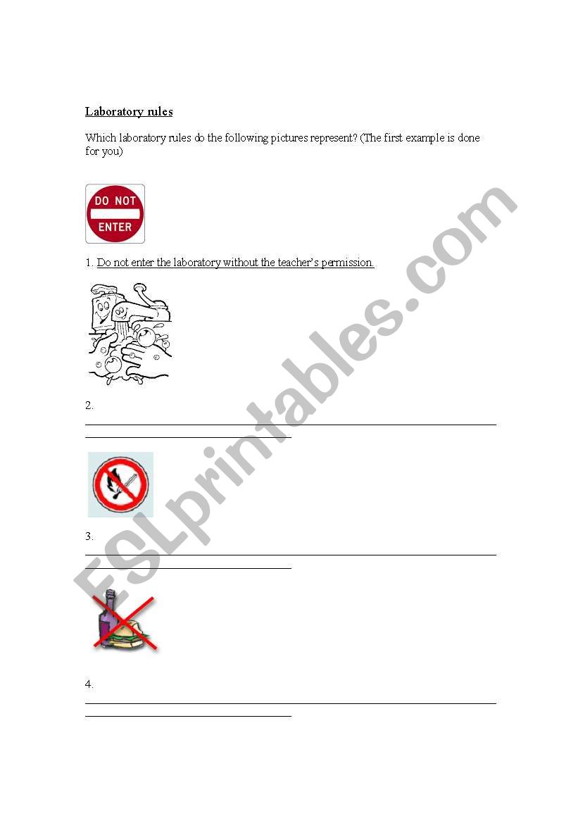 Laboratory rules worksheet