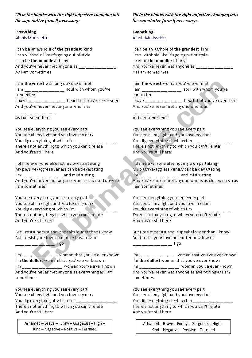 Everything - Alanis worksheet