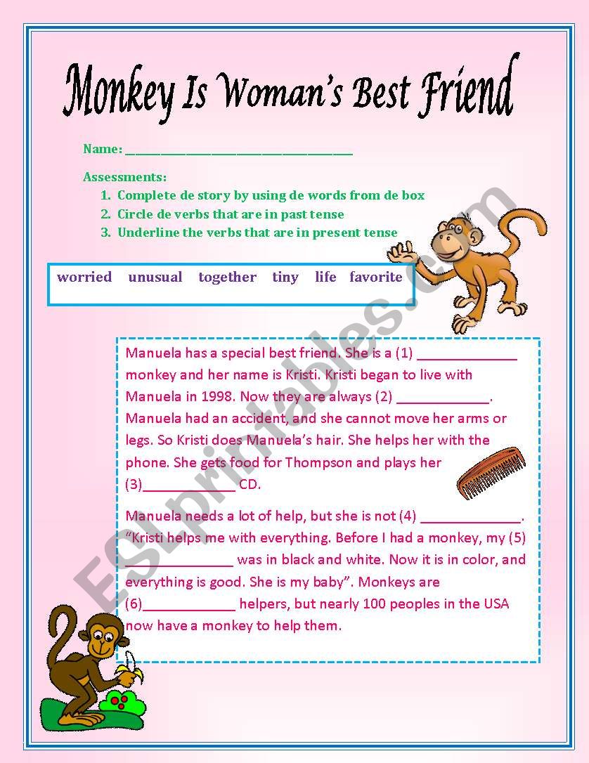 Monkey Is Womans Best Friend worksheet