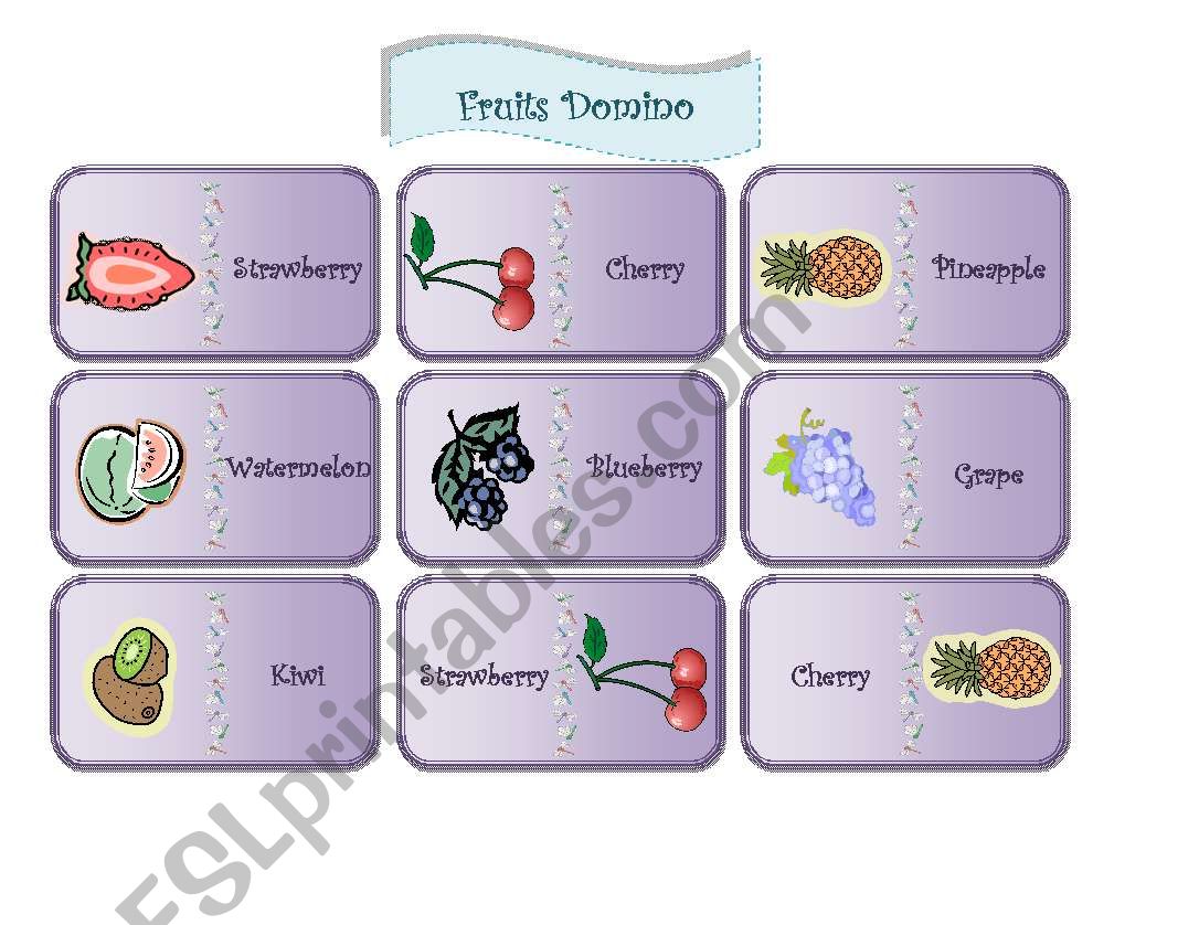 Fruits Domino worksheet