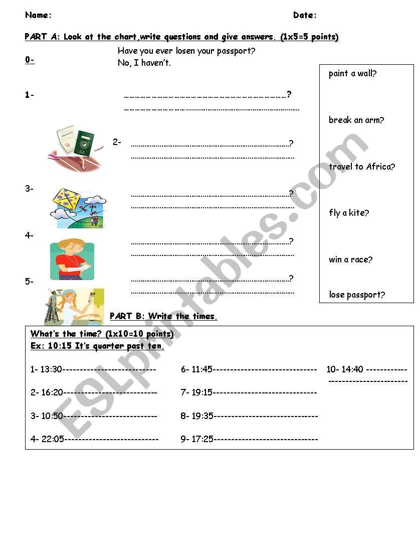 HAVE YOU EVER...? worksheet