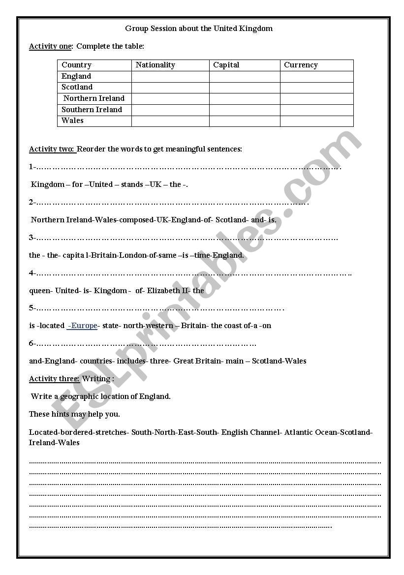 Group Session about united kingdom