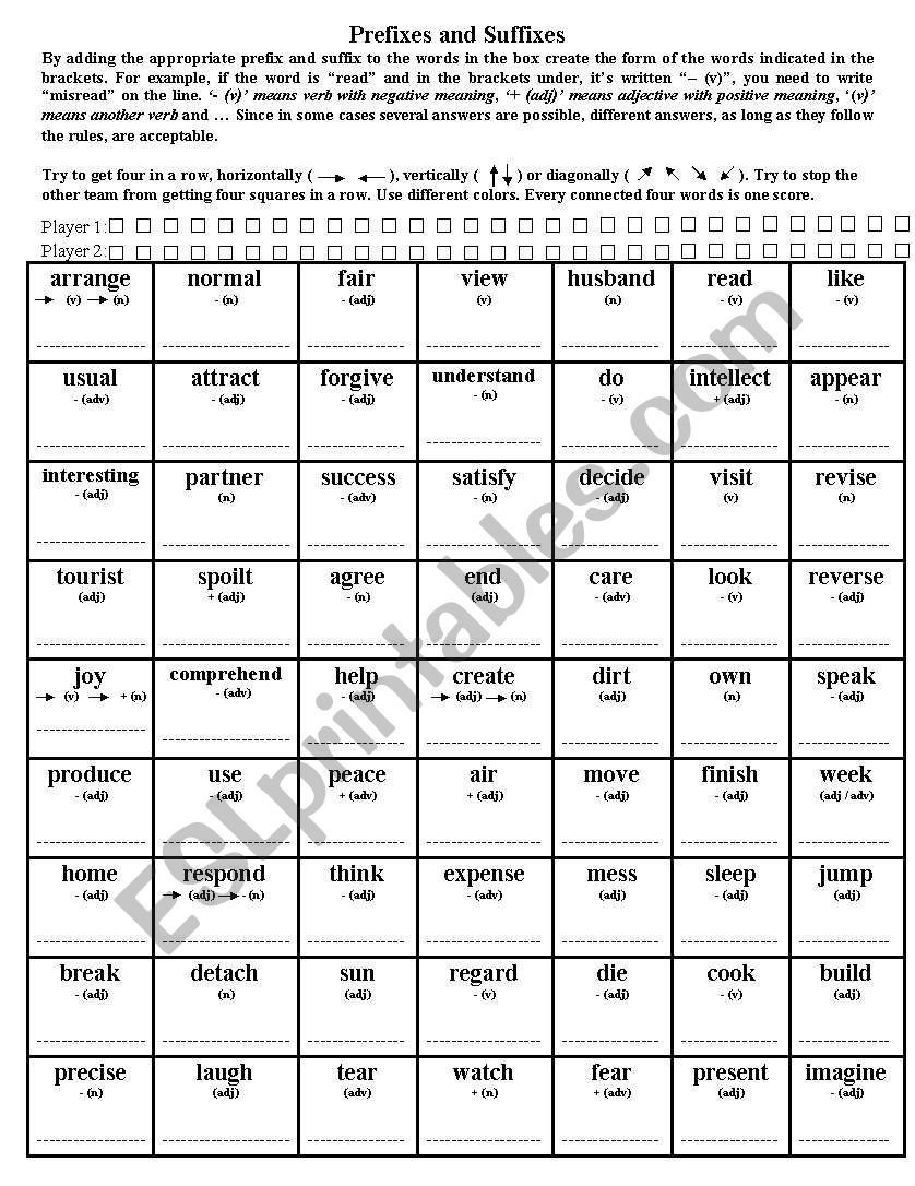 Prefixes and Suffixes (boardgame)