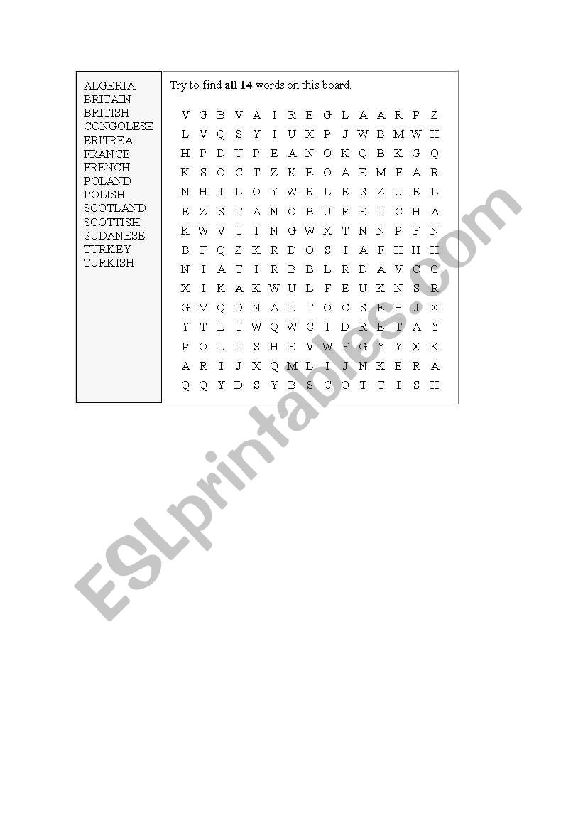 crossword worksheet