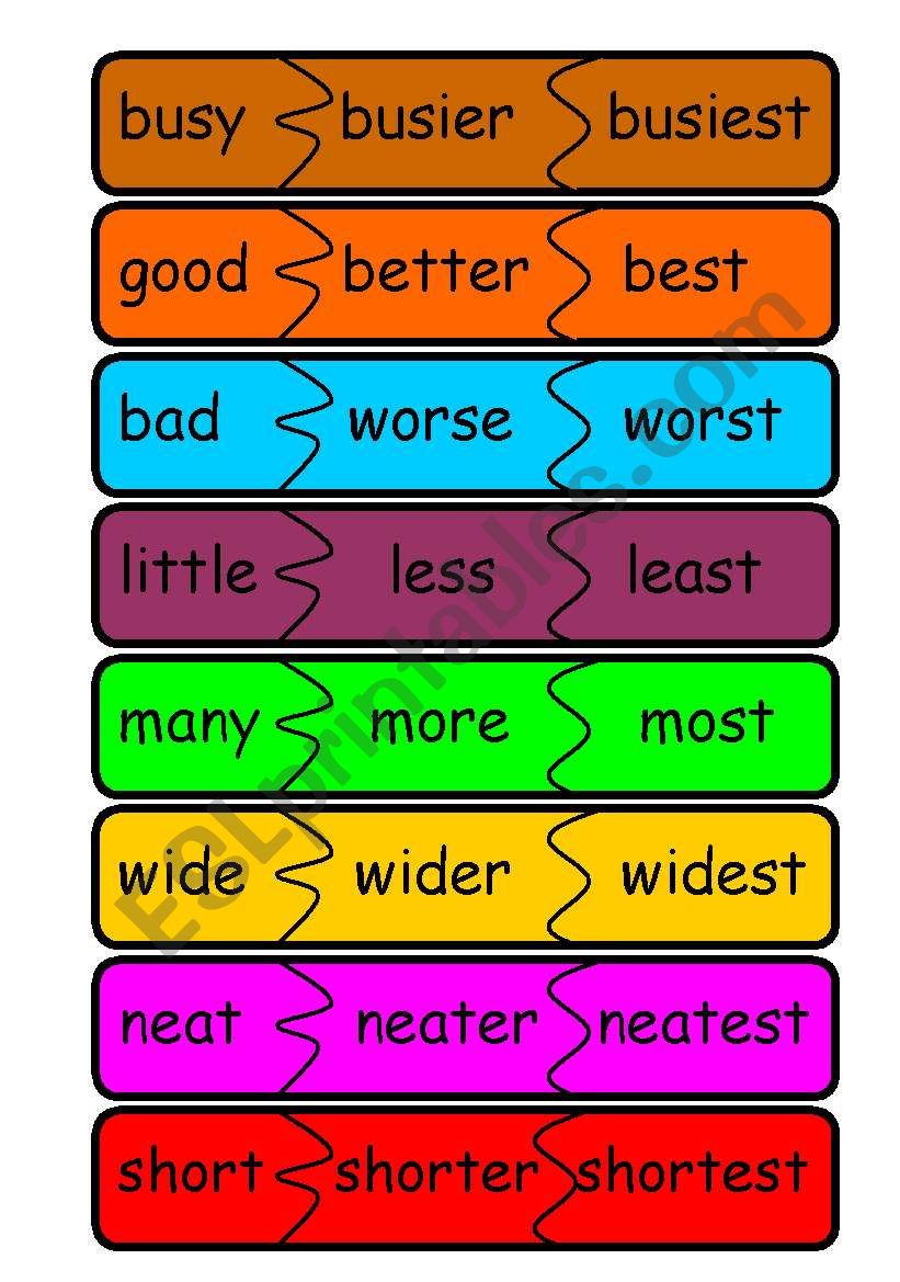 comperatives puzzle pieces worksheet