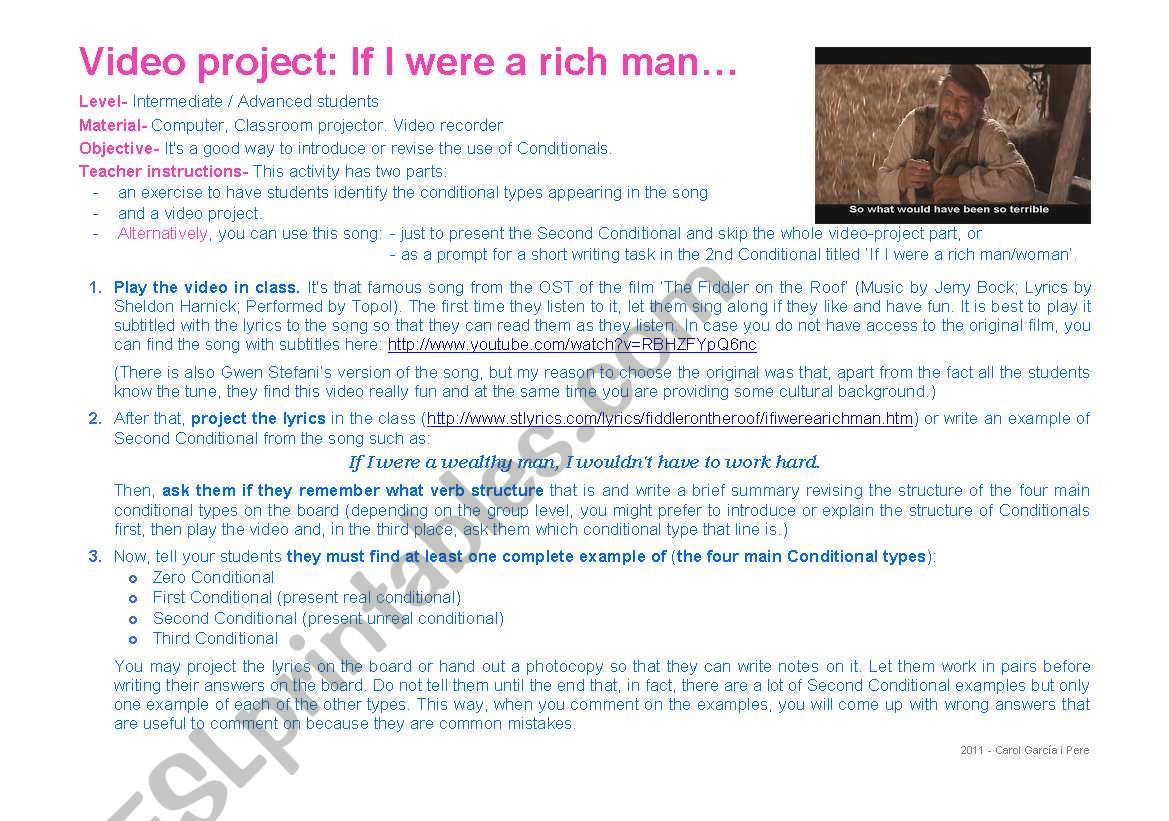 Video project: If I were a rich manâ€¦
