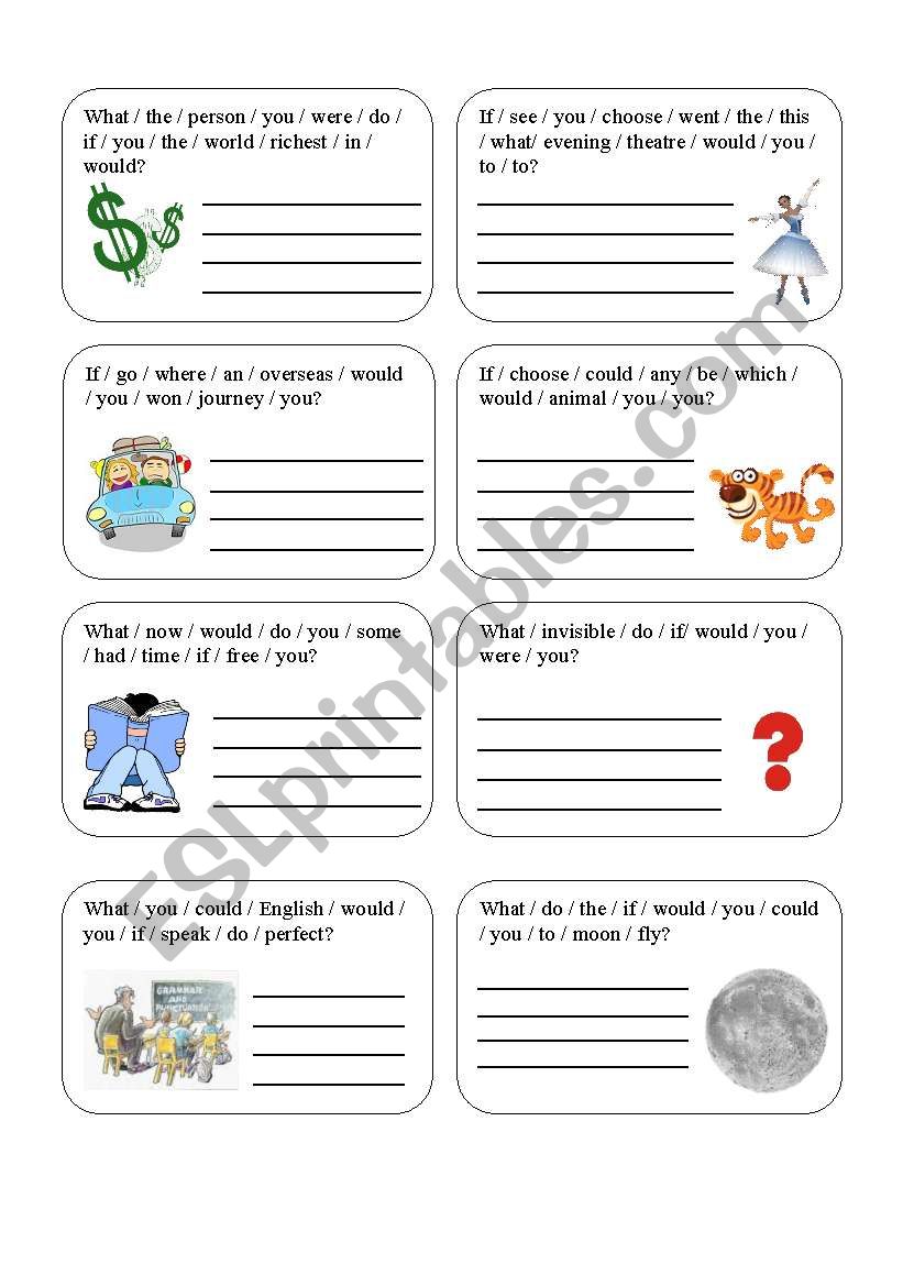 second conditional cards worksheet