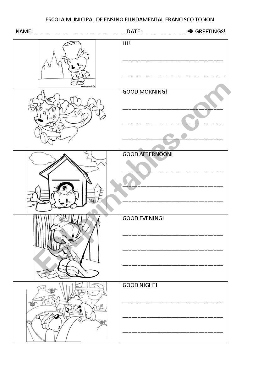 Greetings worksheet