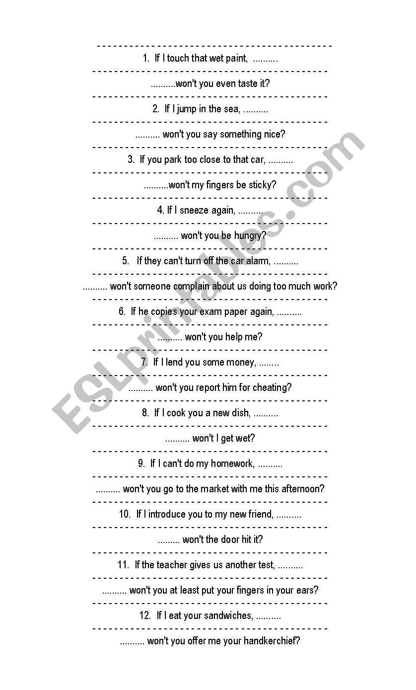 conditional worksheet