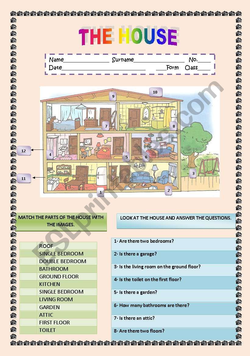 The House worksheet