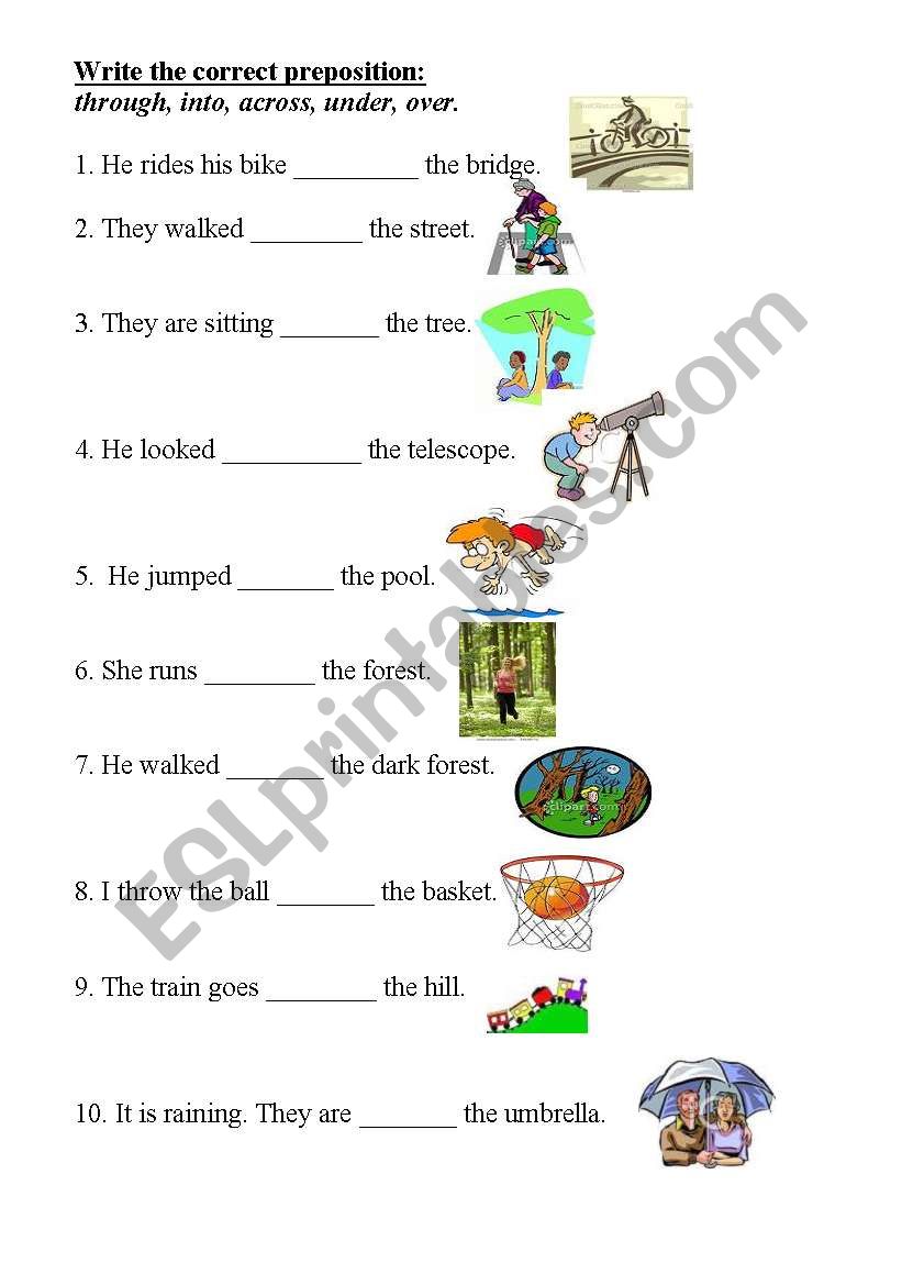 Pepositions worksheet