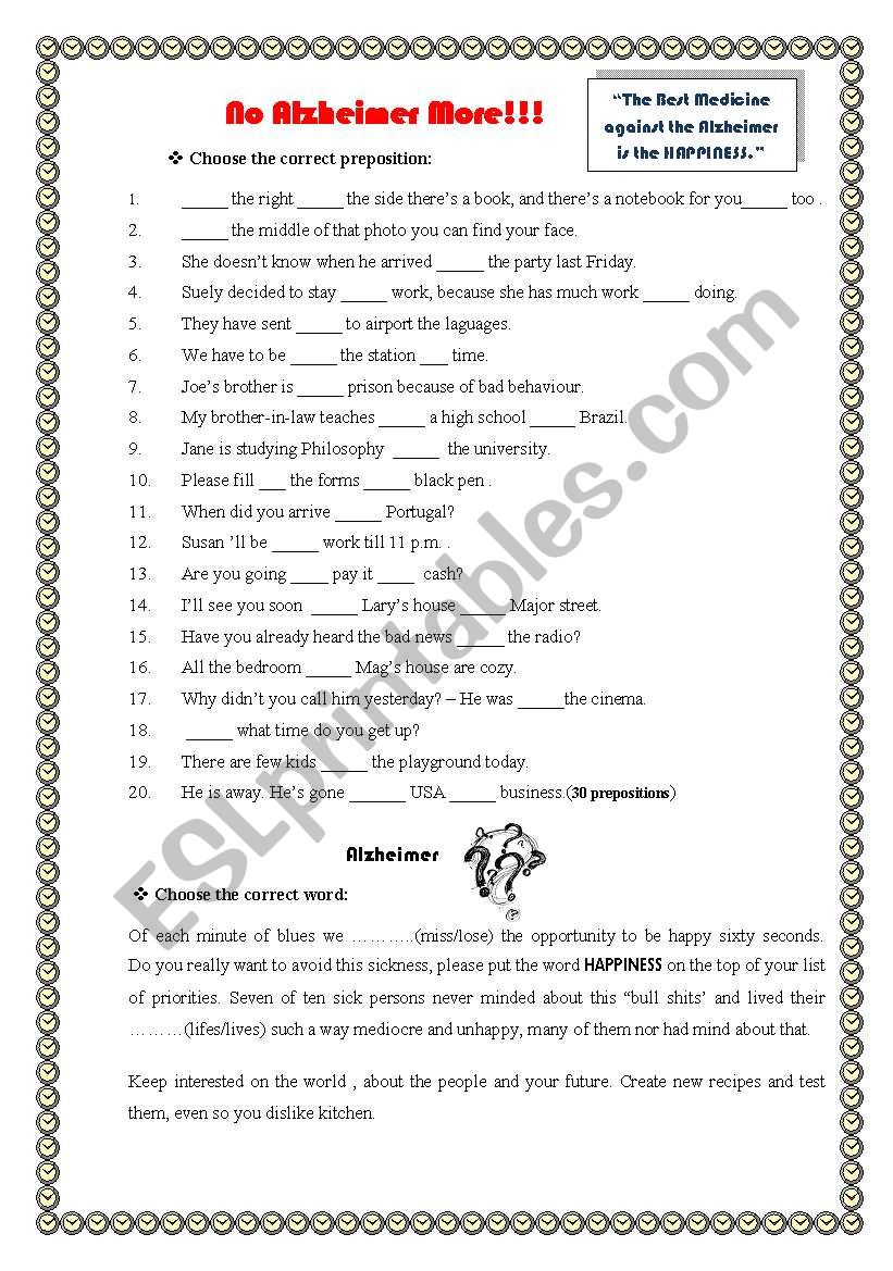 No Alzheimer More worksheet