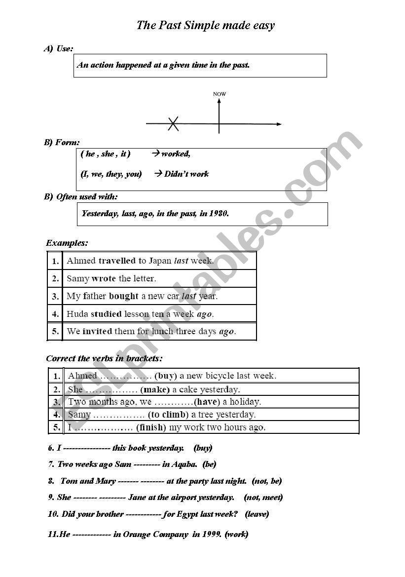 The Past Simple made easy worksheet