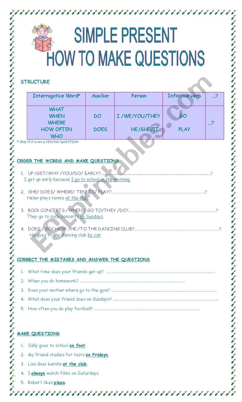 SIMPLE PRESENT: how to make questions