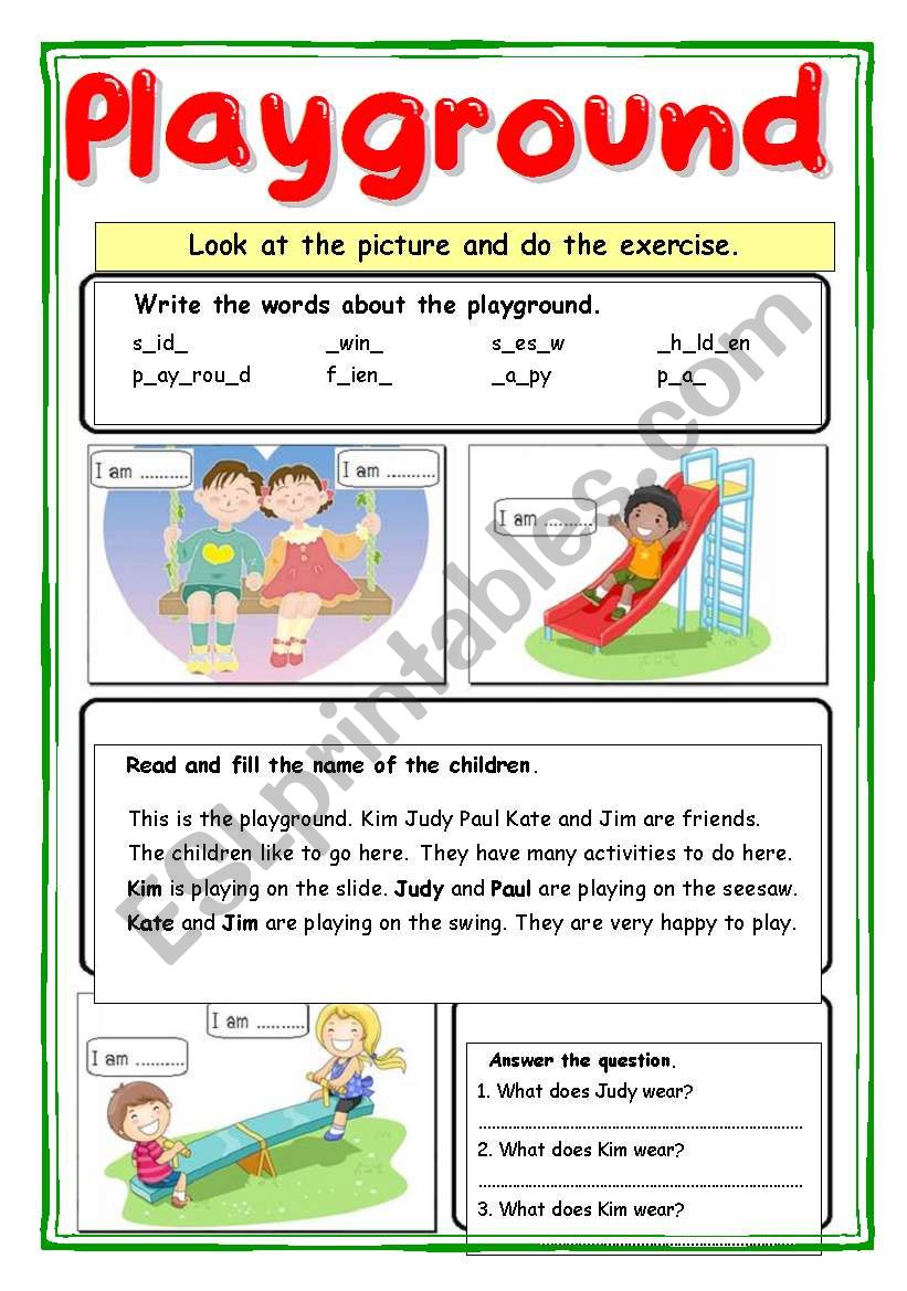 Playground worksheet