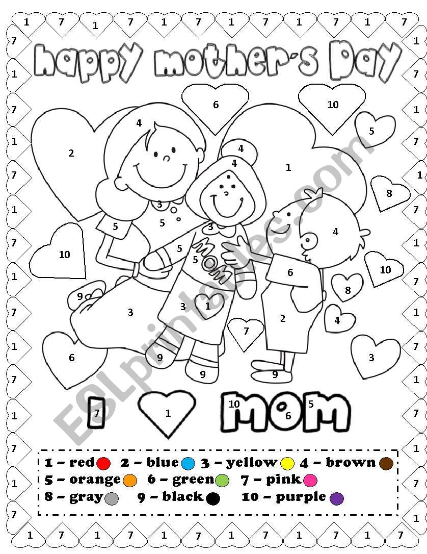Happy mothers day coloring by number