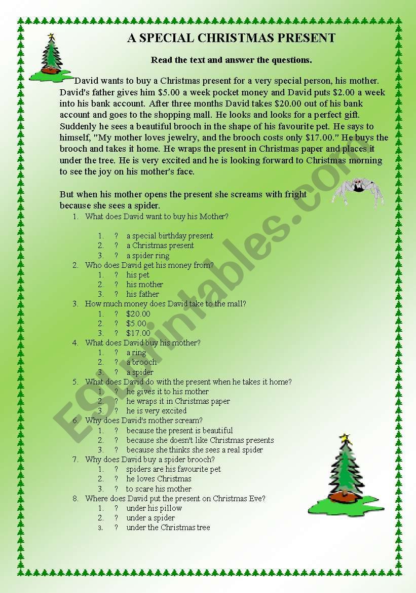 A special Christmas present worksheet