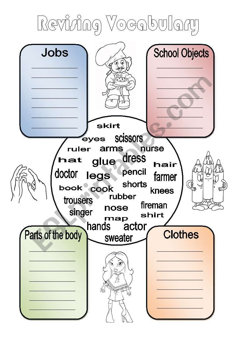 Revising vocabulary worksheet