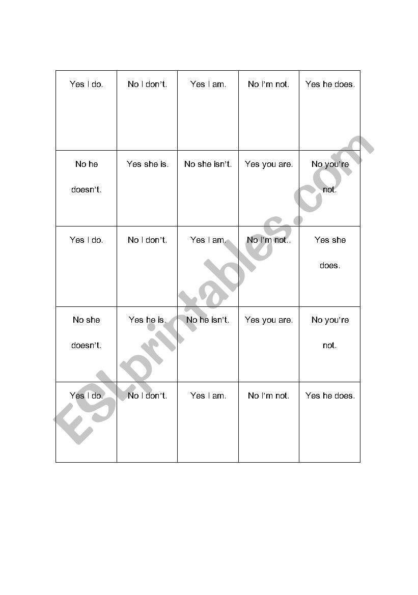 A list of food.  worksheet