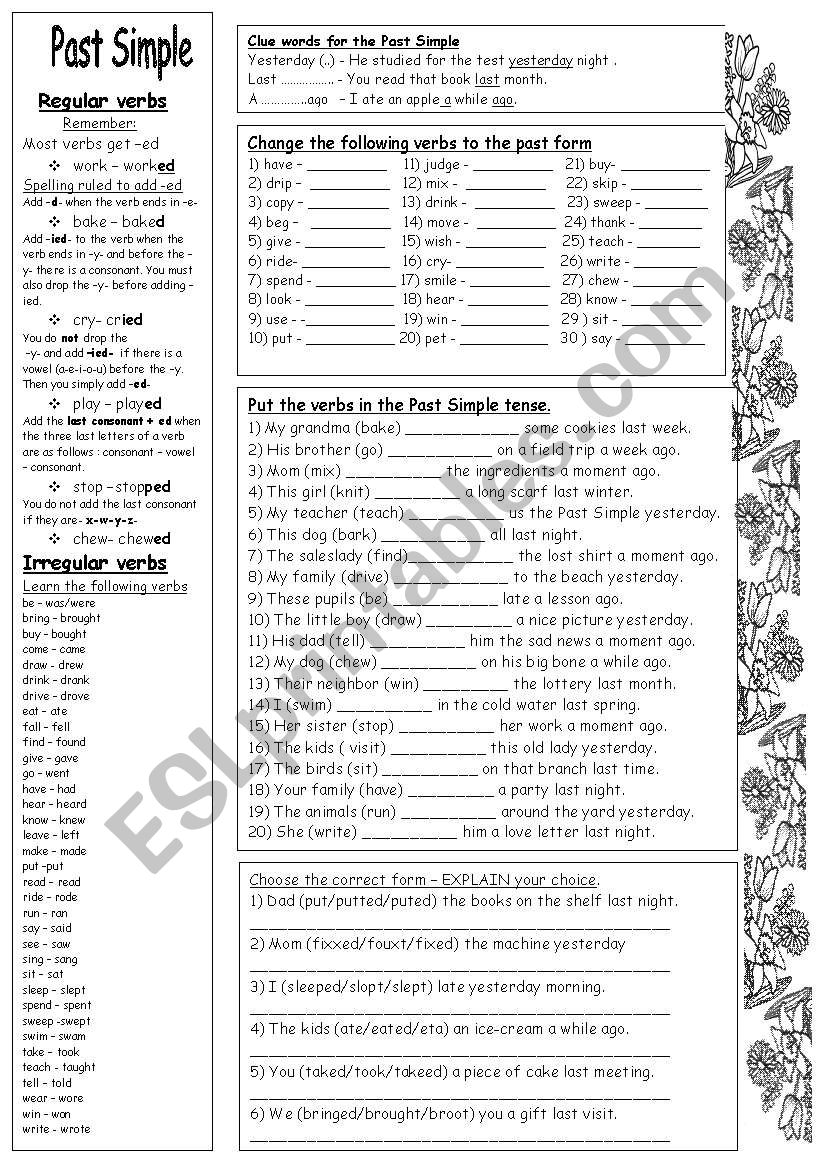 Past Simple - Regular and Irregular verbs