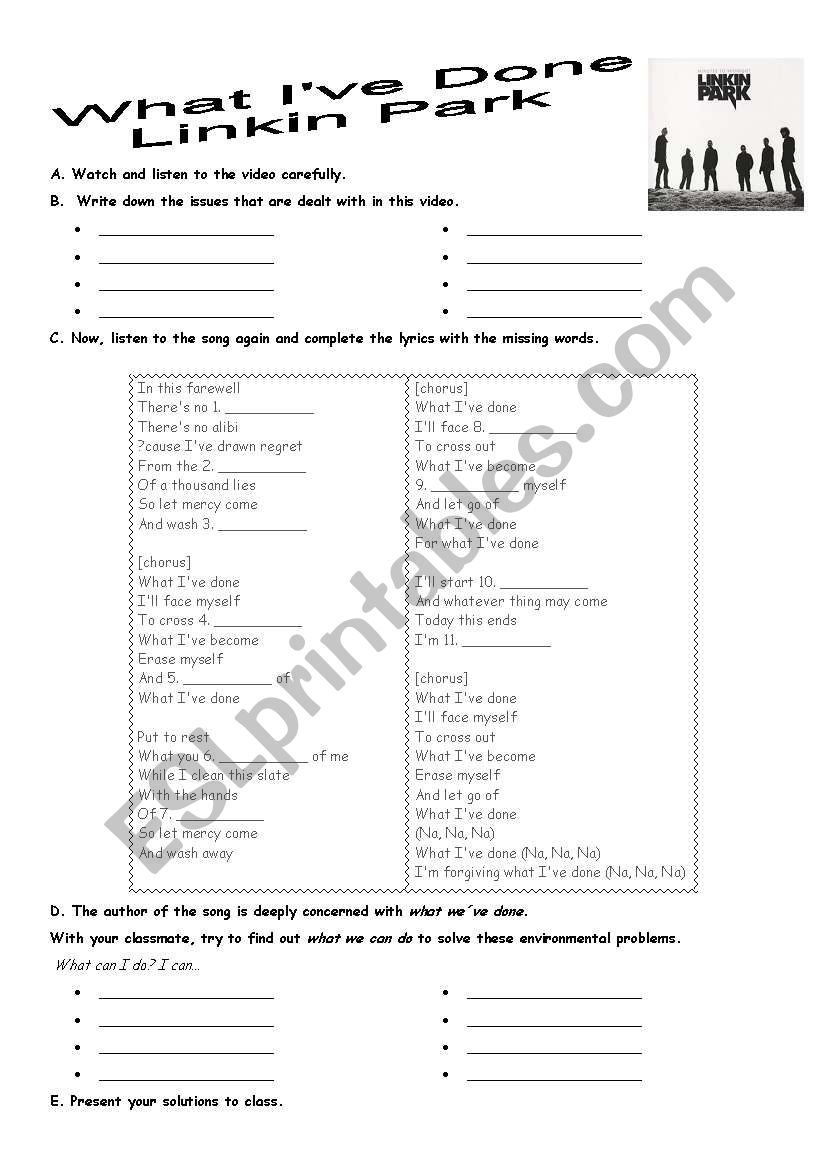What IÂ´ve done worksheet