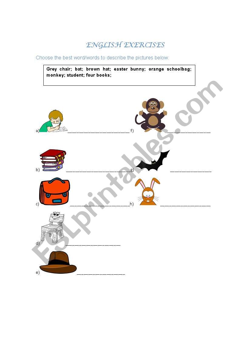 labelling pictures worksheet