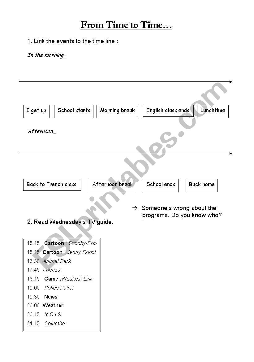 From Time to Time... worksheet