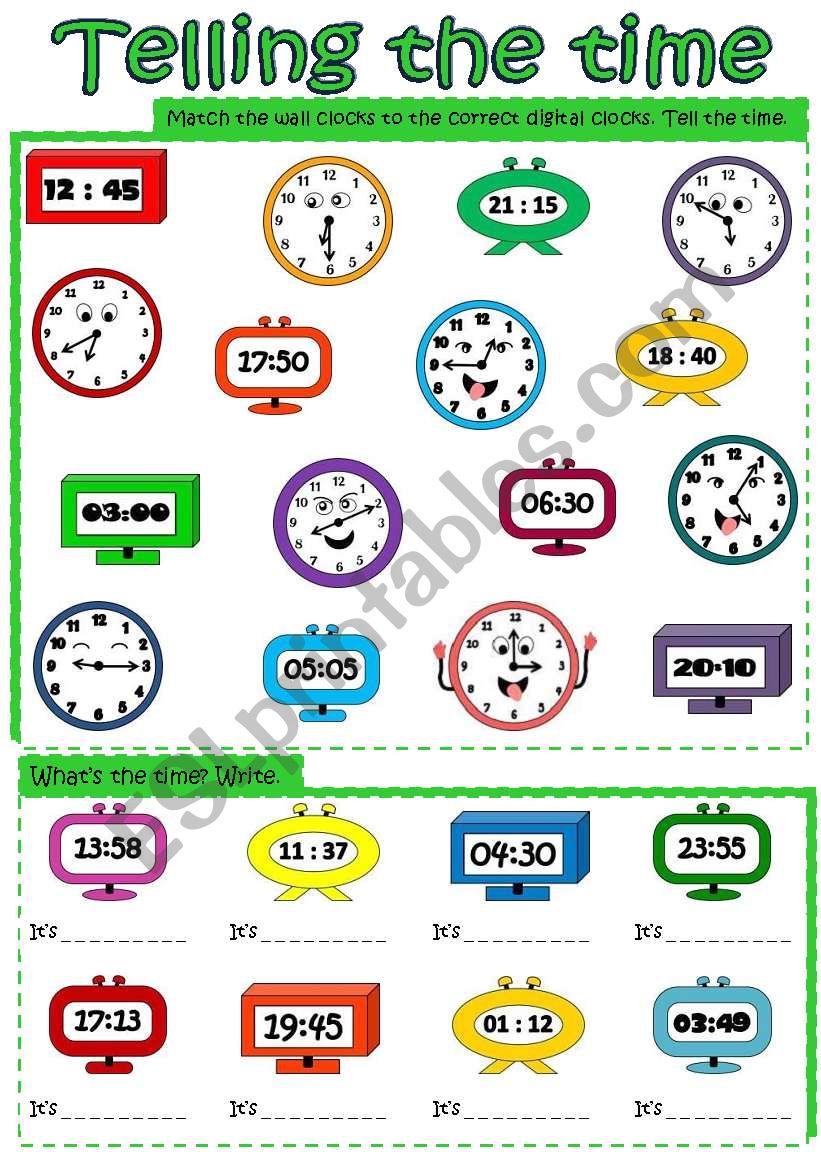 Telling the time worksheet