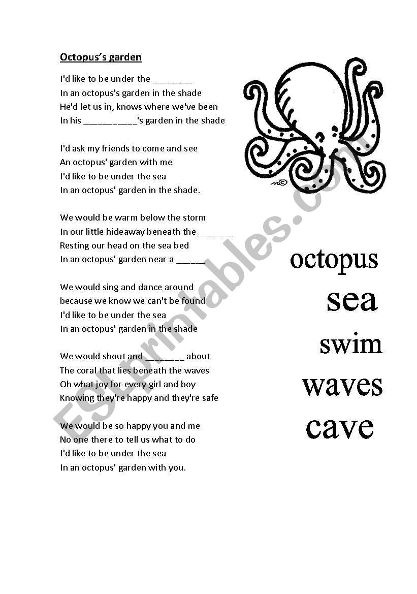 Octopus S Garden By The Beatles Esl Worksheet By Jacqueline Teaching