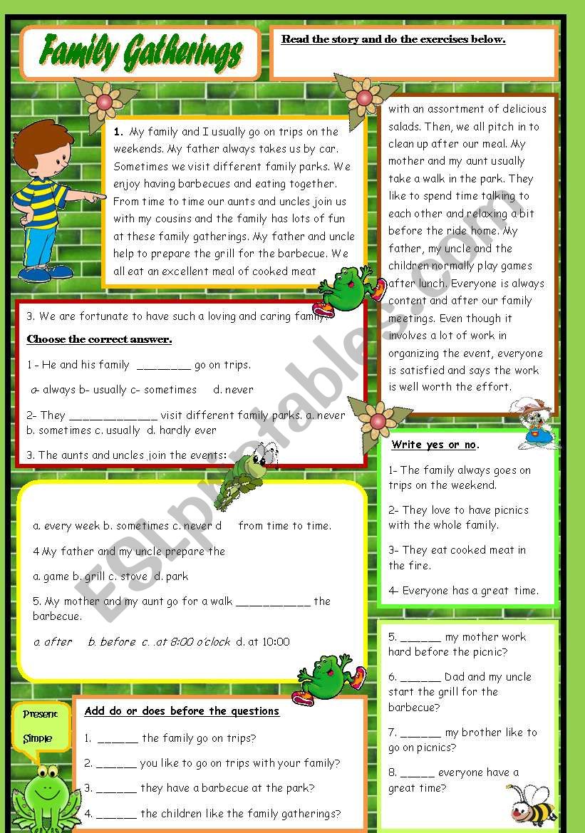 Family Gatherings worksheet