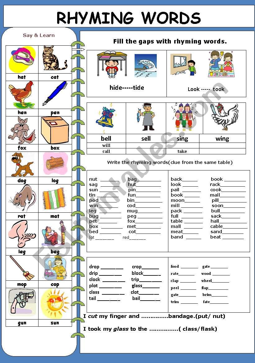 Rhyming  words worksheet