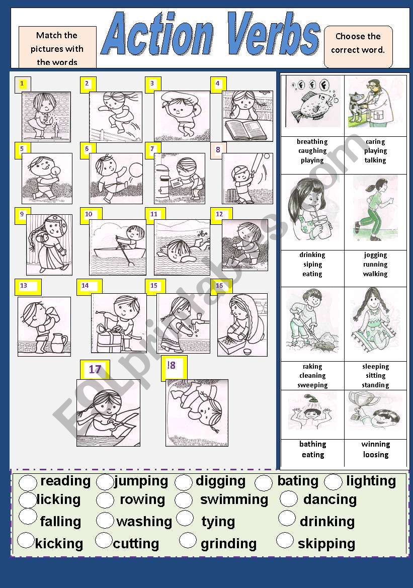 Action Verbs worksheet