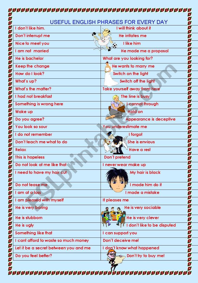 Useful expressions worksheet