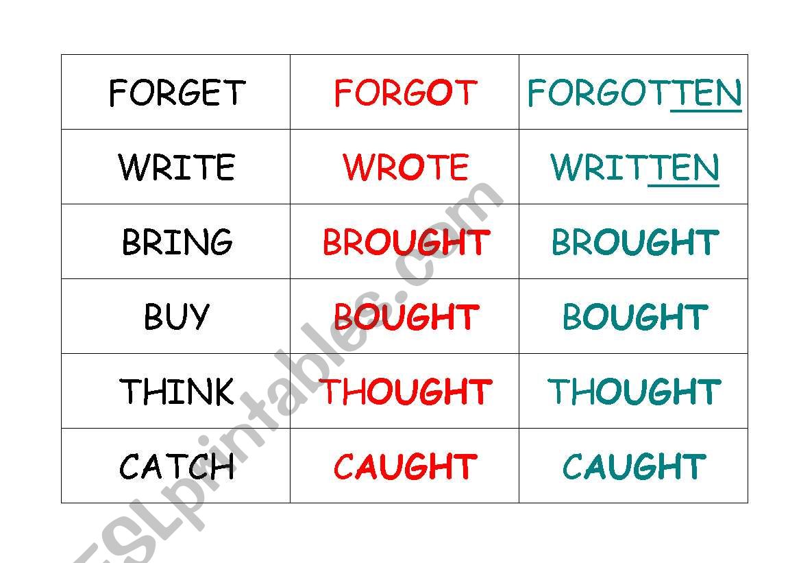 Irregular Verbs Game worksheet