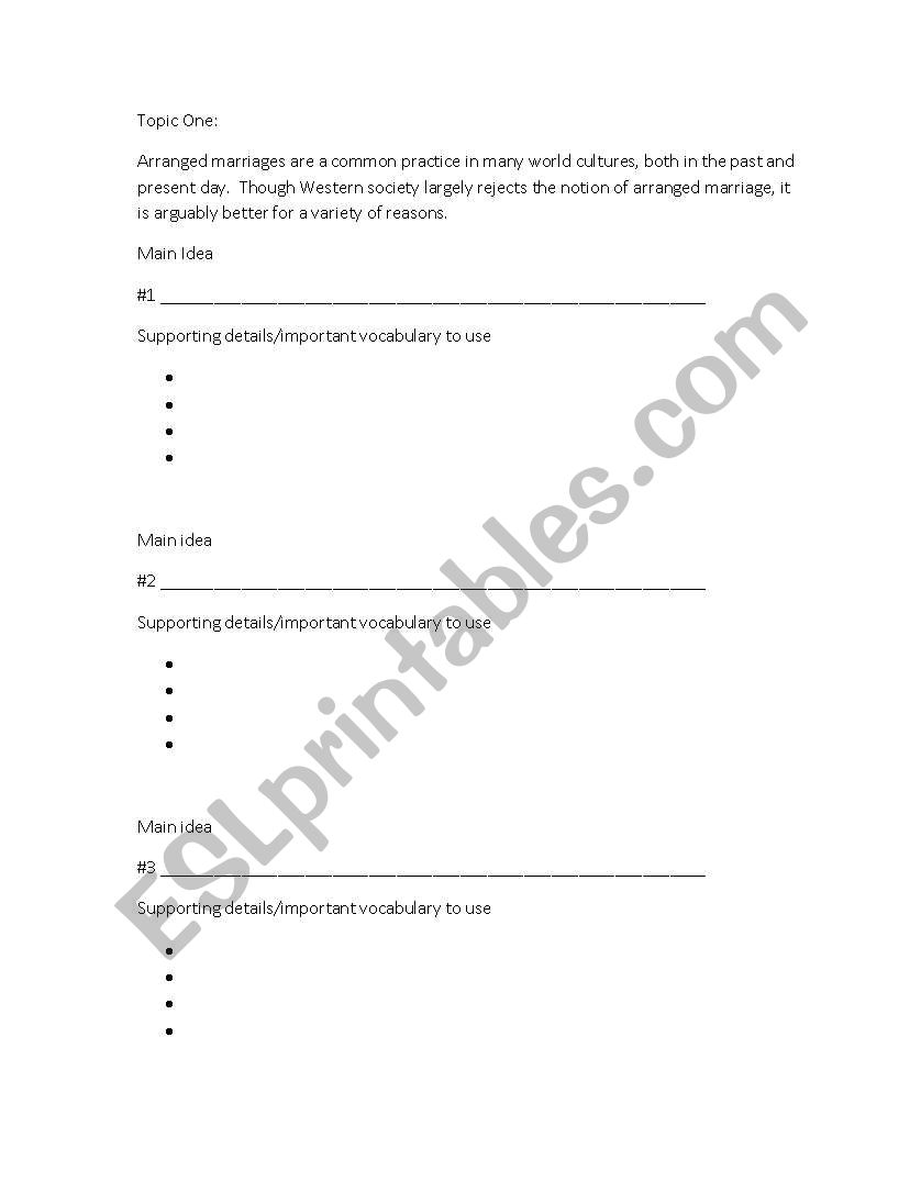 Pro and Con Debate worksheet