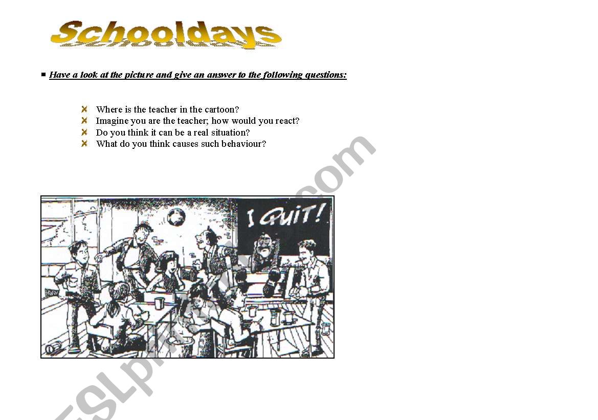 schooldays  worksheet