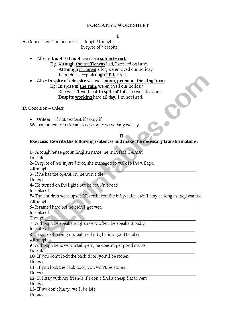 Contrast Connectors worksheet