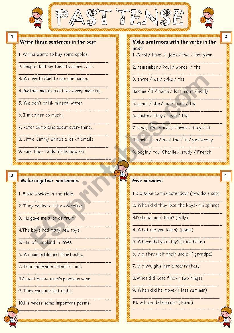 past tense worksheet