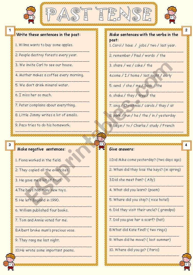 past tense worksheet