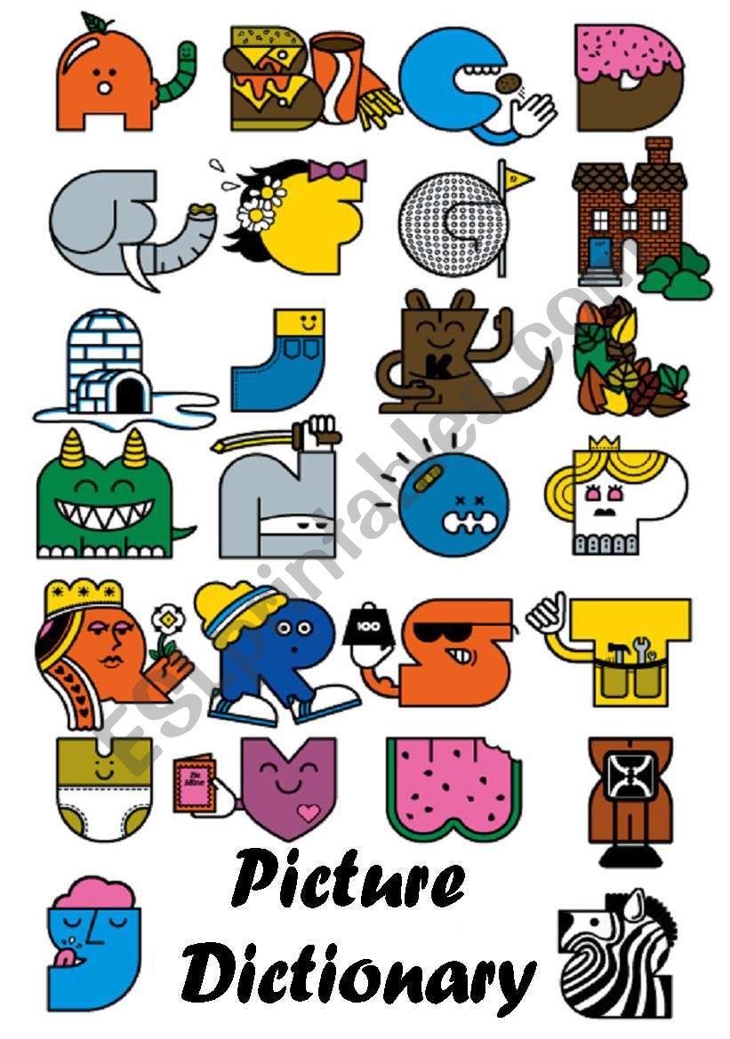 Picture Dictionary cover worksheet