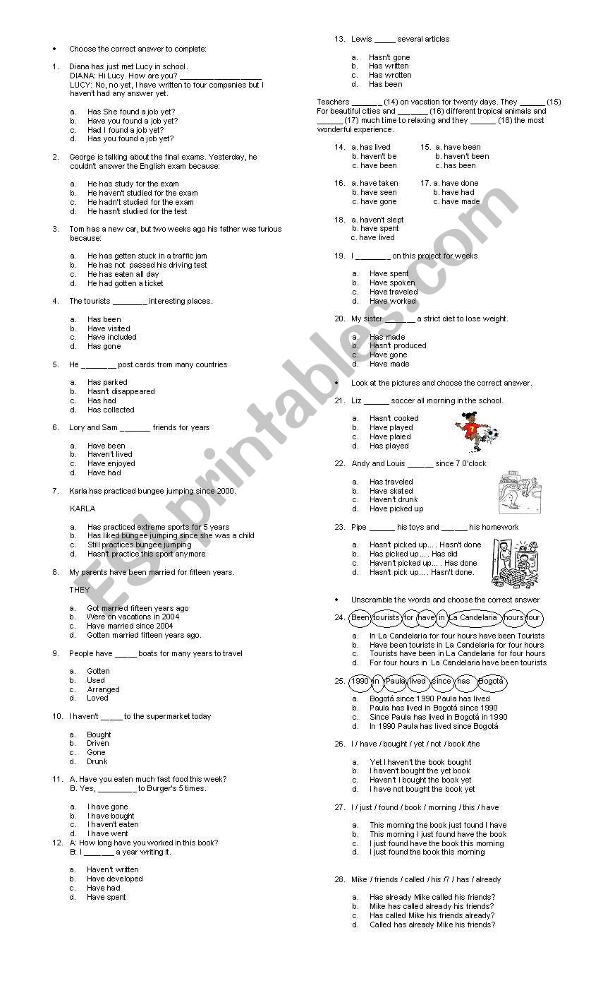 PRESENT PERFECT worksheet