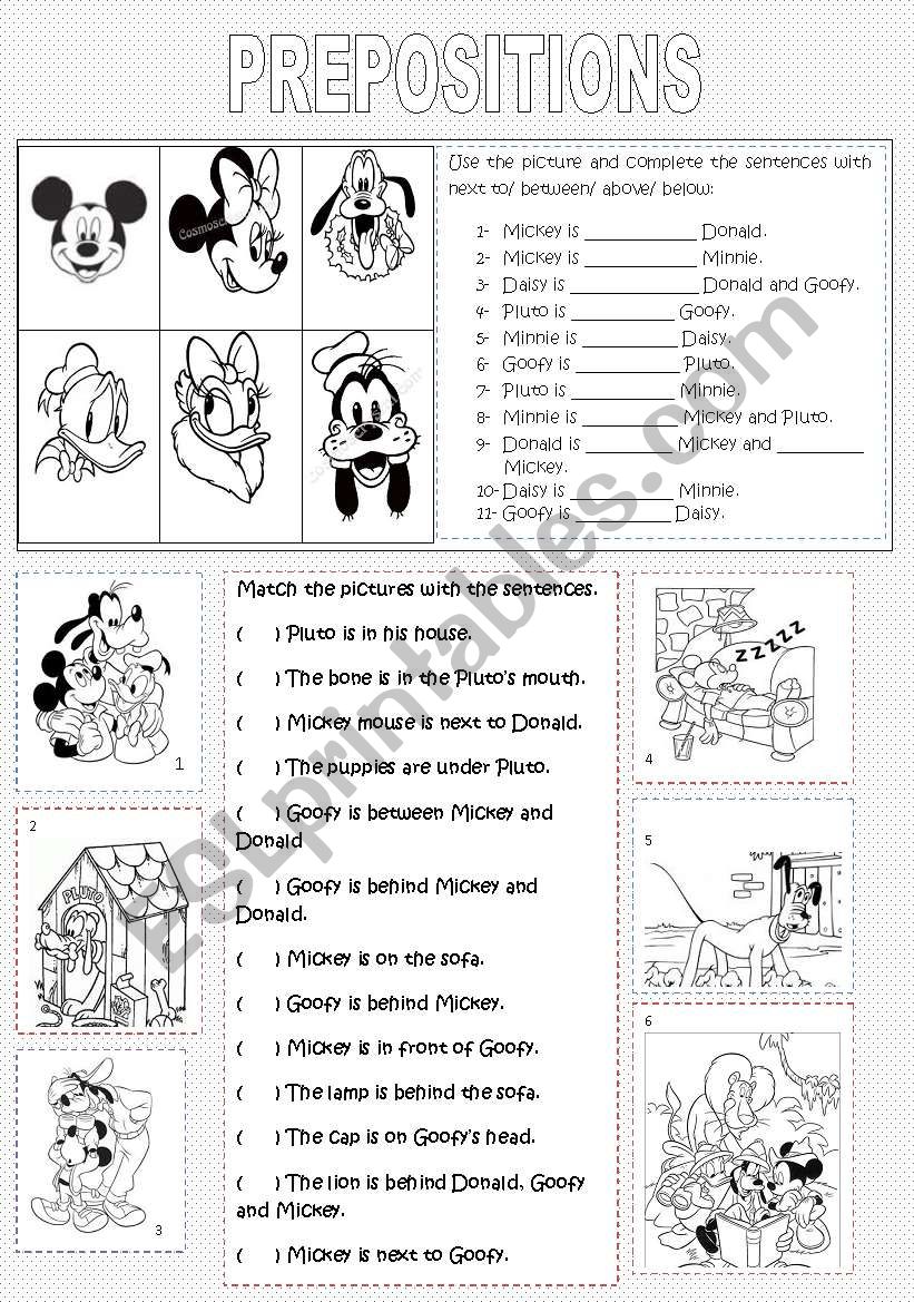 Prepositions of place worksheet